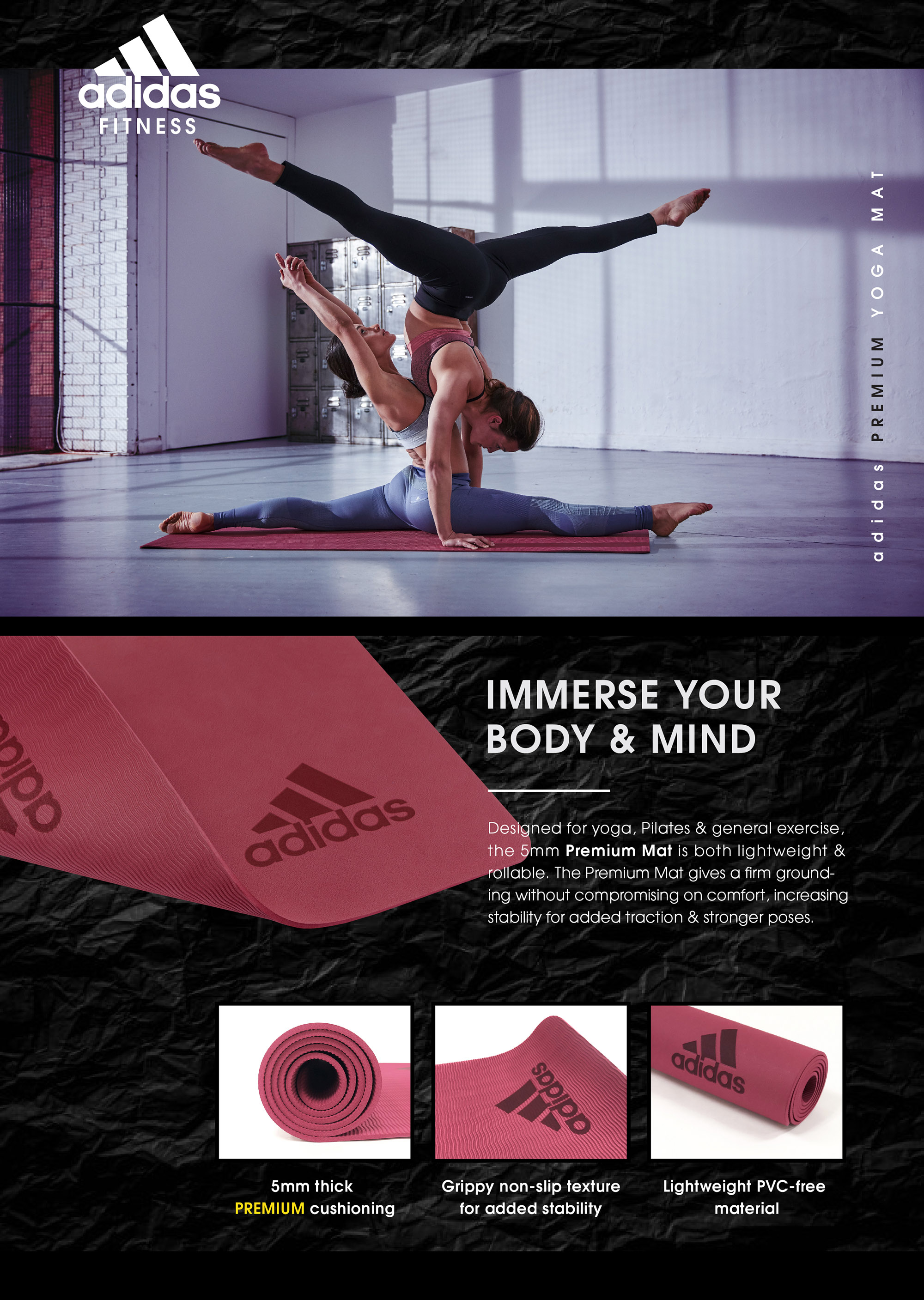 Adidas Premium Yoga Mat Mystery Ruby (PVC)